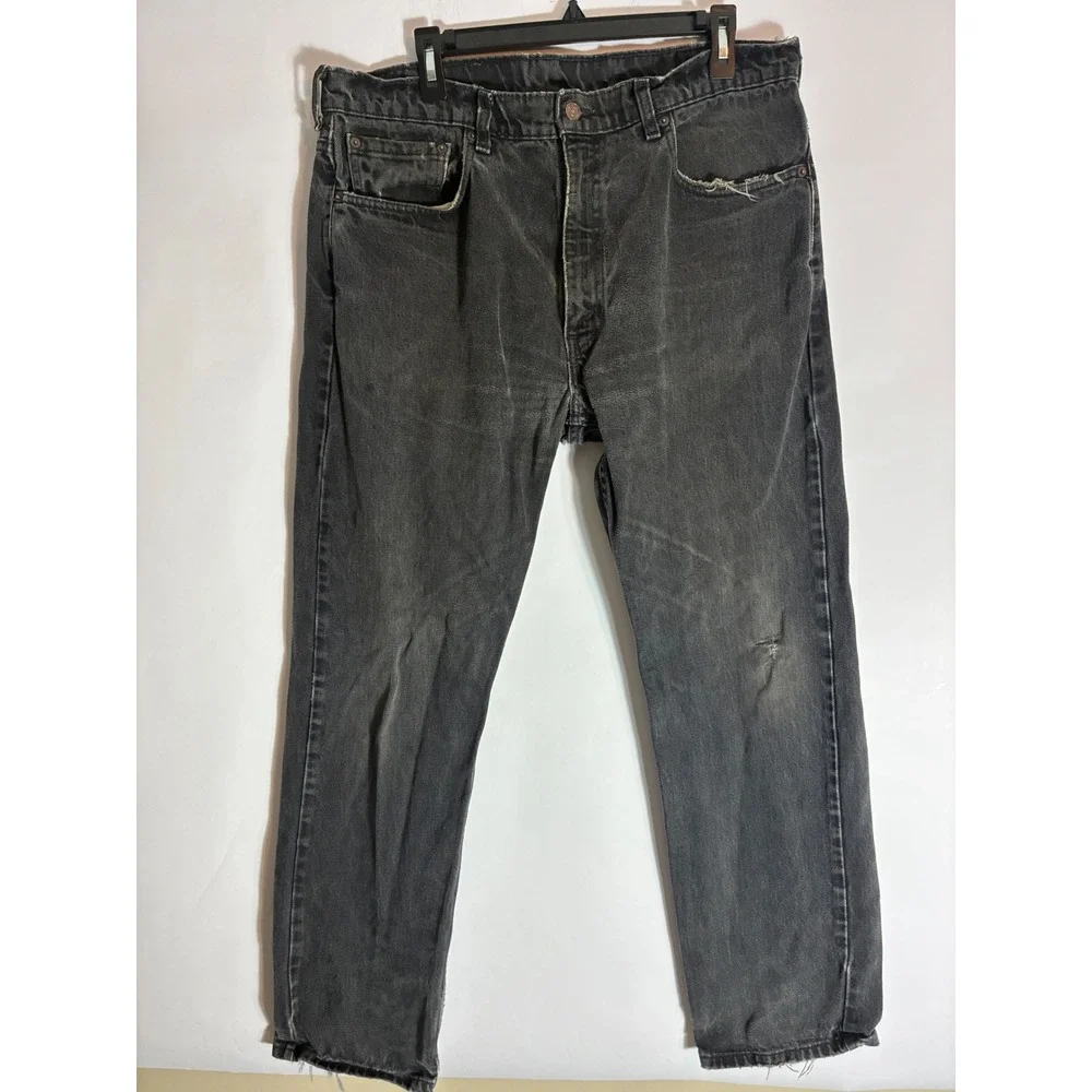 Vintage Levi 505 Black Faded Straight Leg Jeans Mens 38x32 Skater Grunge 90s